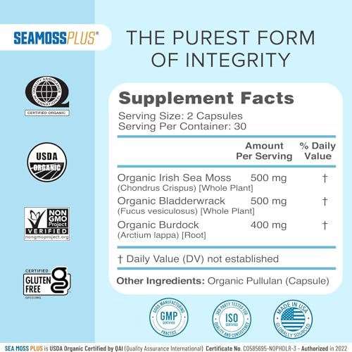 Power By Naturals Sea Moss Plus - USDA Certified Organic Wildcrafted Irish Seamoss Power By Naturals uk supplements