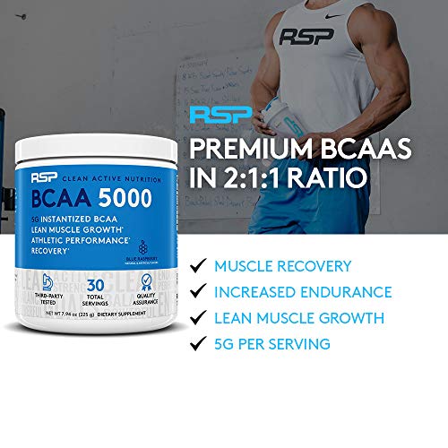 RSP BCAA 5000 (30 Serv), Premium BCAA Capsules for Post Workout Muscle Recovery RSP NUTRITION uk supplements