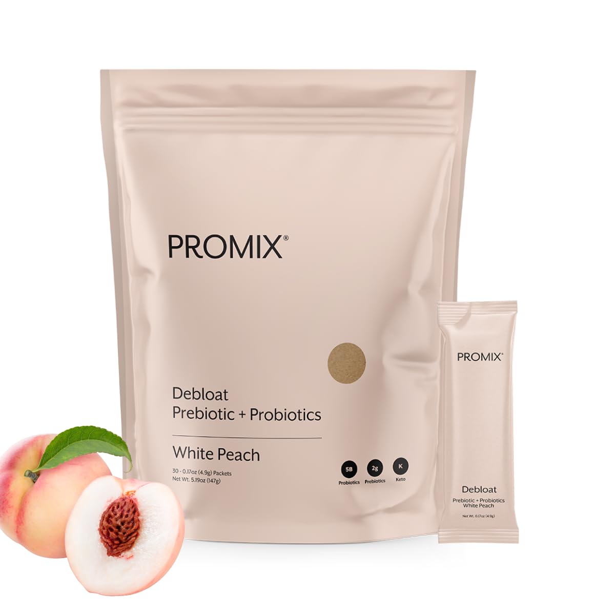ProMix Nutrition Debloat Prebiotics and Probiotics, Bloating Relief for Women, Gut Cleanse Detox for Men and Immune Support - White Peach - 30 Servings (Pack of 30) ProMix Nutrition uk supplements