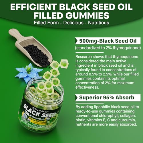 Sugar Free Black Seed Oil Filled Gummies & Chlorophyll, with Hydrolyzed Collagen EnvyCure uk supplements