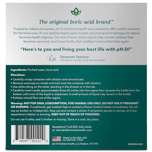 pH-D Feminine Health - Instant Odor Rinse with Boric Acid for Vaginal Odor - Vegan, Paraben-Free pH-D Feminine Health Support uk supplements