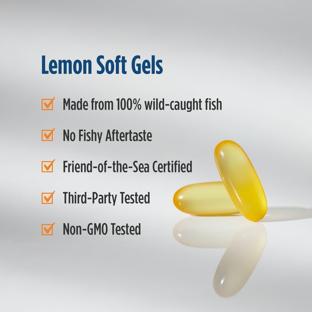 Nordic Naturals Omega-3D, Lemon Flavor - 120 Soft Gels - 690 mg Omega-3 + 1000 IU Vitamin D3 - Fish Oil - EPA & DHA - Immune Support, Brain & Heart Health, Healthy Bones - Non-GMO - 60 Servings Nordic Naturals uk supplements