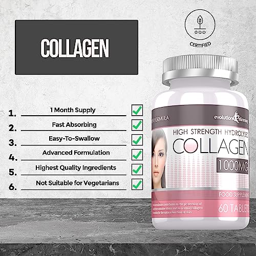 Hydrolysed Collagen High Strength 1,000mg for Hair, Skin & Nails, 60 Tablets, Evolution Slimming Evolution Slimming uk supplements