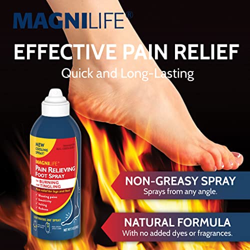 MagniLife Pain Relief Foot Spray, 3 oz, Pain Relief for Burning, Tingling or Sensitivity in Feet and Legs, No Alcohol Cooling Spray Moisturizes Dry, Cracked Heels MagniLife uk supplements