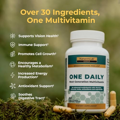 Nature's Lab Gold One Daily Multivitamin - Contains 19 Essential Vitamins & Minerals including Vitamin C, D3 & Zinc - 60 Capsules (2 Month Supply) Nature's Lab uk supplements