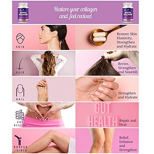High Strength Marine Collagen Tablets - Skin, Hair, Nails & Joints - Fortified with Hyaluronic Acid Euphoria Bliss uk supplements