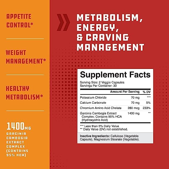 95% HCA Pure Garcinia Cambogia Extract - Blocks Carb Absorption - Suppresses Appetite Natures Craft uk supplements