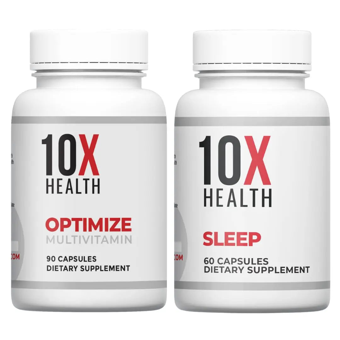 10X Health Optimize (Daily) & Sleep (PM) Bundle - Methylated Multivitamin Capsules + Magnesium, L Theanine & Melatonin 10X Health System uk supplements