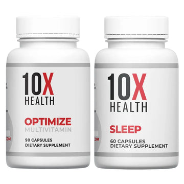 10X Health Optimize (Daily) & Sleep (PM) Bundle - Methylated Multivitamin Capsules + Magnesium, L Theanine & Melatonin 10X Health System uk supplements