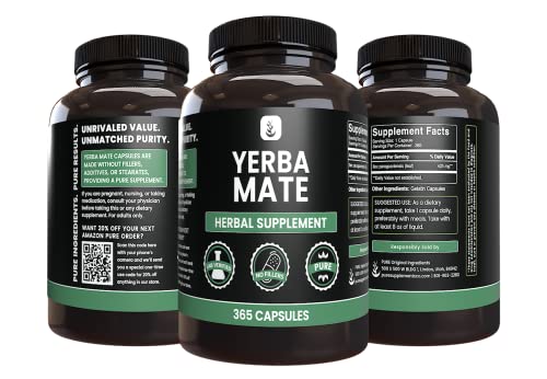 PURE ORIGINAL INGREDIENTS Yerba Mate (365 Capsules), No Magnesium Or Rice Fillers PURE ORIGINAL INGREDIENTS uk supplements