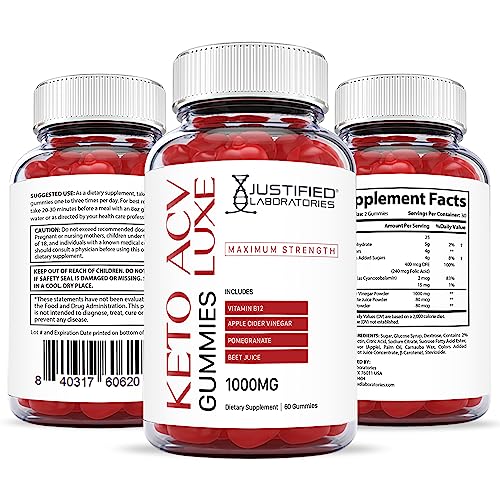 Justified Laboratories Luxe Keto ACV Gummies 1000MG with Pomegranate Juice Beet Root Justified Laboratories uk supplements