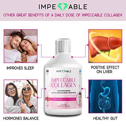 IMPECCABLE Collagen 10.000mg hydrolyzed Sugar Free Liquid Marine Collagen | Supplements for Women and Men Impeccable uk supplements