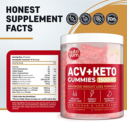 nutriyum ACV Keto Gummies 1500 mg - Low Carb Low Sugar Apple Cider Vinegar Gummies nutriyum uk supplements
