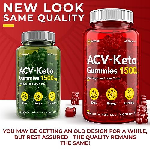 Keto ACV Gummies 1500 mg - Low Sugar Green Apple Flavor - Vegan ACV Keto Gummies SunVerde uk supplements