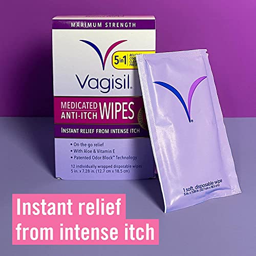 Vagisil Anti-Itch Medicated Wipes, Maximum Strength 12 ea (Pack of 6) Vagisil uk supplements