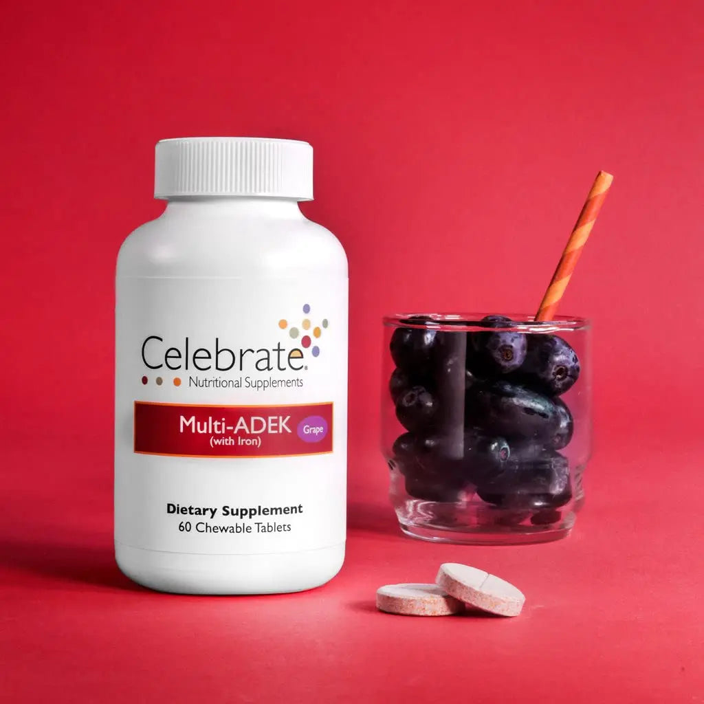 Celebrate Vitamins Multi ADEK Chewables, 60mg Iron - Daily Bariatric Multivitamin, Vitamins A, D, E, K & B12 for Duodenal Switch Surgery Patients Celebrate Bariatric Supplements uk supplements