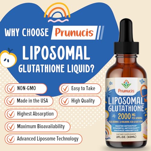 2000MG Liposomal Glutathione Liquid, 98% Absorption, Glutathione Liquid Supplement Prunucis uk supplements