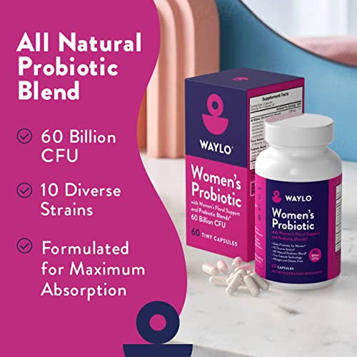 Probiotics for Women | Easy to Swallow Tiny Capsule | with Prebiotics, 60 Billion CFUs Waylo uk supplements