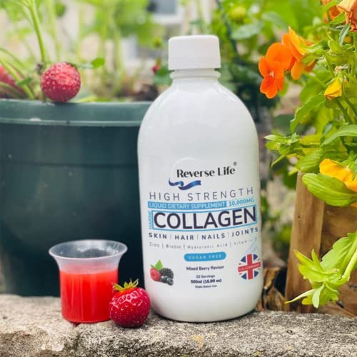Reverse Life Marine Collagen Liquid Supplement Drink - High-Strength 10,000mg Hydrolysed Peptide Infused Reverse Life uk supplements