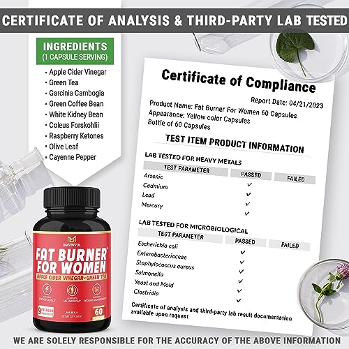 Fat Burner for Women, 9-in-1 Powerful Blend of Apple Cider Vinegar, Green Tea, Garcinia Cambogia BMVINVOL uk supplements