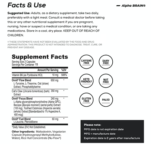 ONNIT Alpha Brain (120ct) - Over 1 Million Bottles Sold - Premium Nootropic Brain Sup ONNIT uk supplements