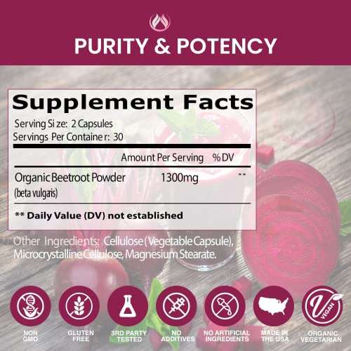 Beet Root Capsules Organic Beet Root Powder 1300mg | Natural Nitric Oxide Booster THE ENCLARE NUTRITION uk supplements