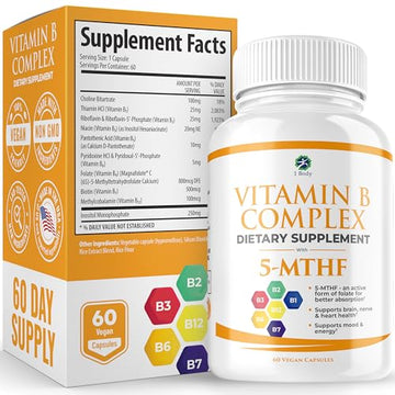 1 Body Vitamin B Complex – 5-MTHF Folate with B1, B2, B5, B6 1 Body uk supplements