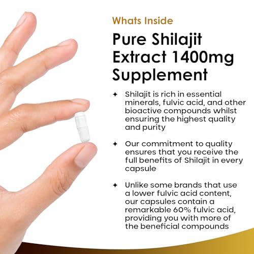 Shilajit Capsules 1400mg 60% Fulvic Acid Pure Shilajit - High Strength Himilayan Shilajit NEW LEAF PRODUCTS uk supplements