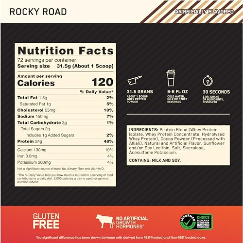 Optimum Nutrition Gold Standard 100% Whey Protein Powder, Rocky Road, 5 Pound Optimum Nutrition uk supplements