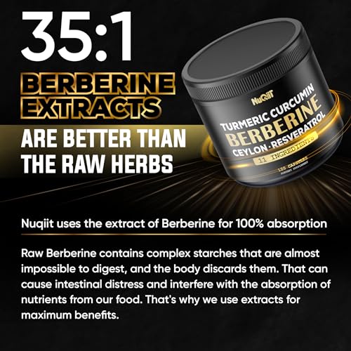 Berberine Supplement 14000mg Turmeric Curcumin 4500mg Trans-Resveratrol 4500mg Nuqiit uk supplements