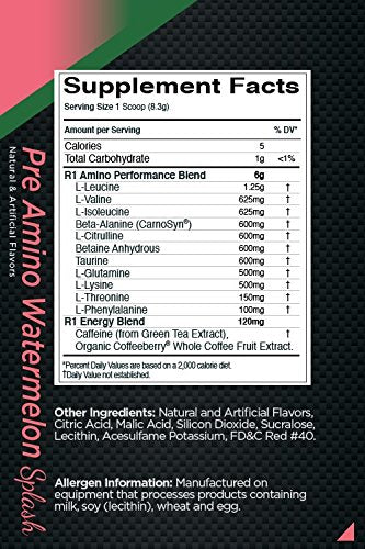 Rule 1 Proteins – Watermelon Splash, Anytime Energy Boost, R1 Pre Amino Acid Complex Rule 1 Proteins uk supplements