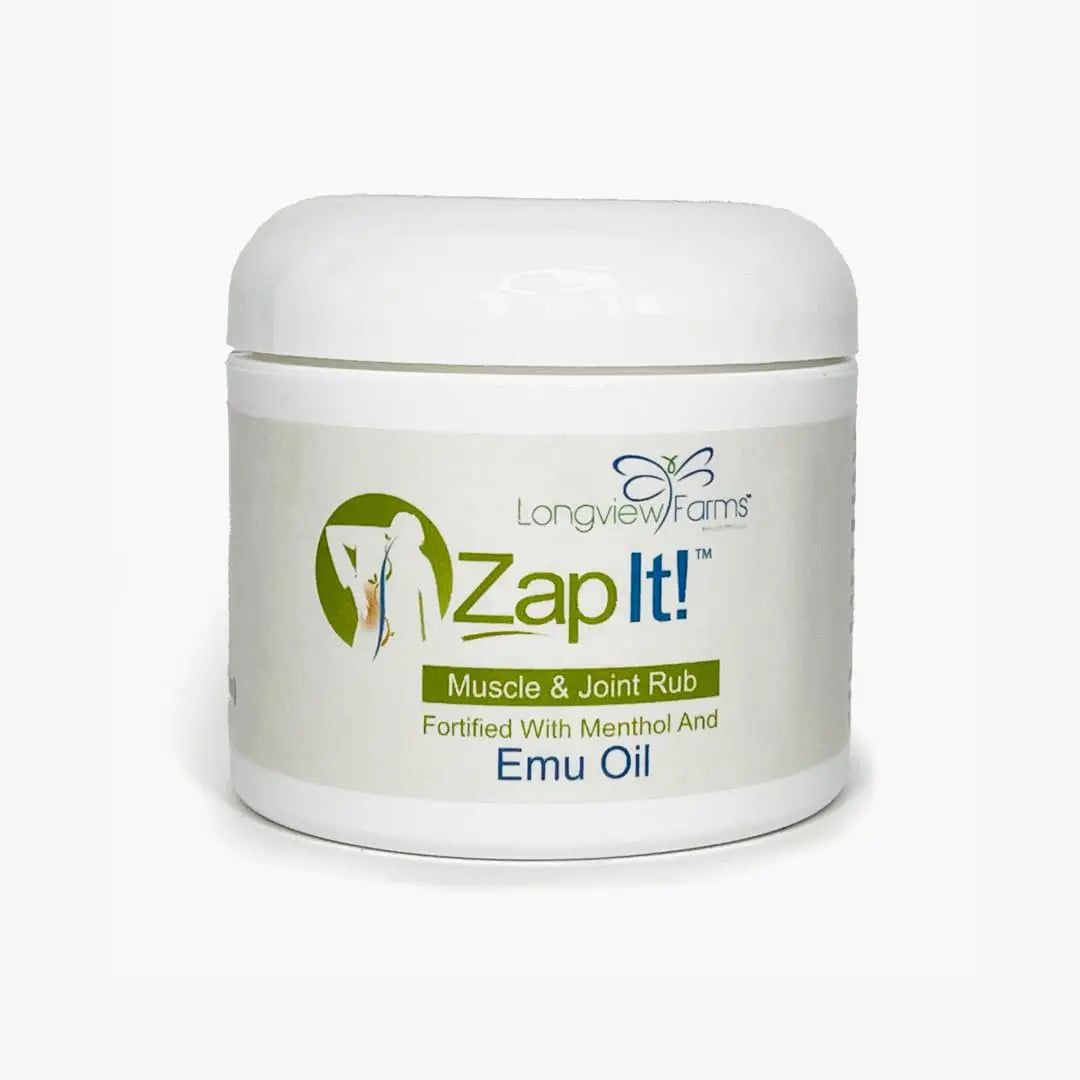 Longview Farms® Zap It! Muscle and Joint Therapy Cream– Fast-Absorbing Full Body Formula for Neck, Back, Legs, and feet and Knee Muscle Aches, Joint Discomfort, with Emu Oil(4 oz. Jar) Longview Farms uk supplements