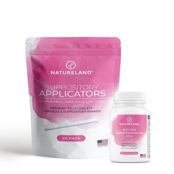 Natureland [40 Count Boric Acid Suppositories 600mg w/ [20 Pack] Vaginal Applicator - Feminine Care Natureland uk supplements
