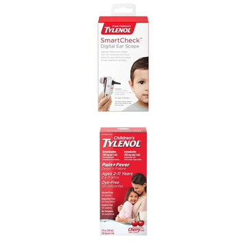 SmartCheck Digital Ear Scope from Children's Tylenol, Otoscope with Light, 1 Otoscope Clamp, 12 Specula Tips + Children's Tylenol Pain + Fever Medicine with Acetaminophen, 8 fl. oz Tylenol uk supplements