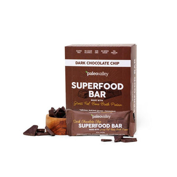 Paleovalley Superfood Bars – Dark Chocolate Chip– 10 Pack – 9g Protein per Bar – Gluten-Free, Grain-Free, Paleo, Non-GMO – On-the-Go Snack Paleovalley uk supplements