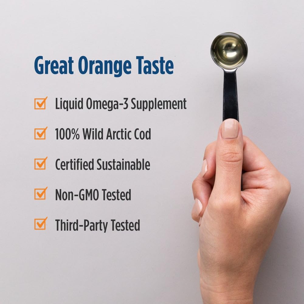 Nordic Naturals Arctic Cod Liver Oil, Orange - 16 oz - 1060 mg Total Omega-3s with EPA & DHA - Heart & Brain Health, Healthy Immunity, Overall Wellness - Non-GMO - 96 Servings Nordic Naturals uk supplements