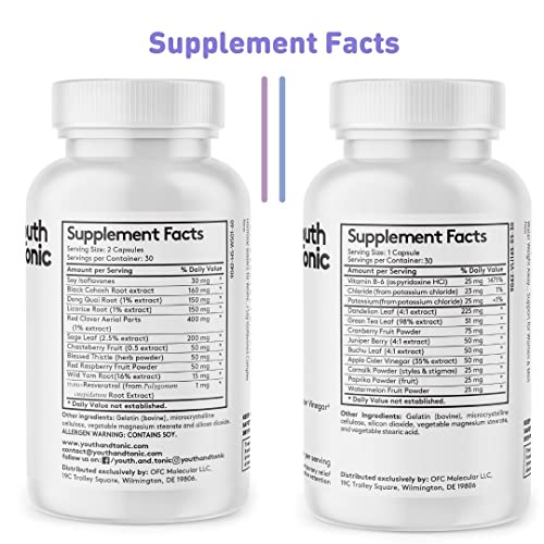 Youth & Tonic PMS & Menopause Bloating Relief Duo – Support for Puffiness, Hormonal Balance & Fluid Retention – Her Hormone Balance + Water Weight Away Natural Herbs for Women, 90 Capsules Youth & Tonic uk supplements