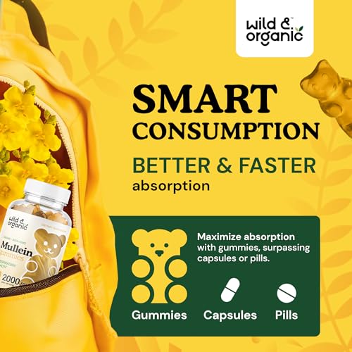 Wild & Organic Mullein Gummies - Daily Dietary Supplement for Respiratory, Digestive Wild & Organic uk supplements