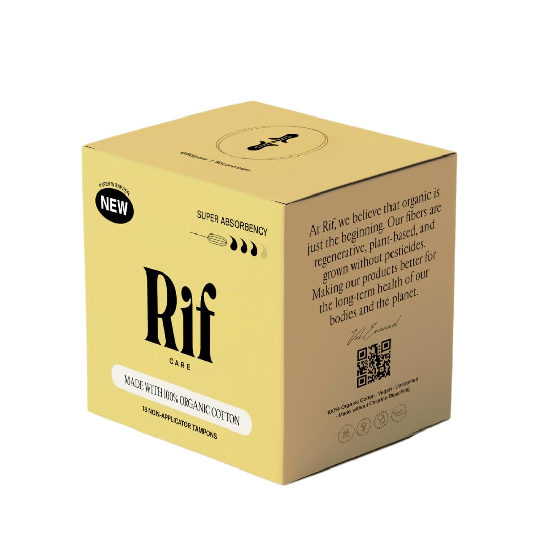 Rif Care Highly Absorbent Tampons, Organic Cotton, Non-Applicator (Super Absorbency Tampons) 18 Count Rif care uk supplements