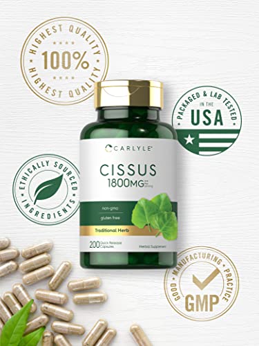 Carlyle Cissus Quadrangularis 1800mg | 200 Capsules | Traditional Herb Extract Carlyle uk supplements