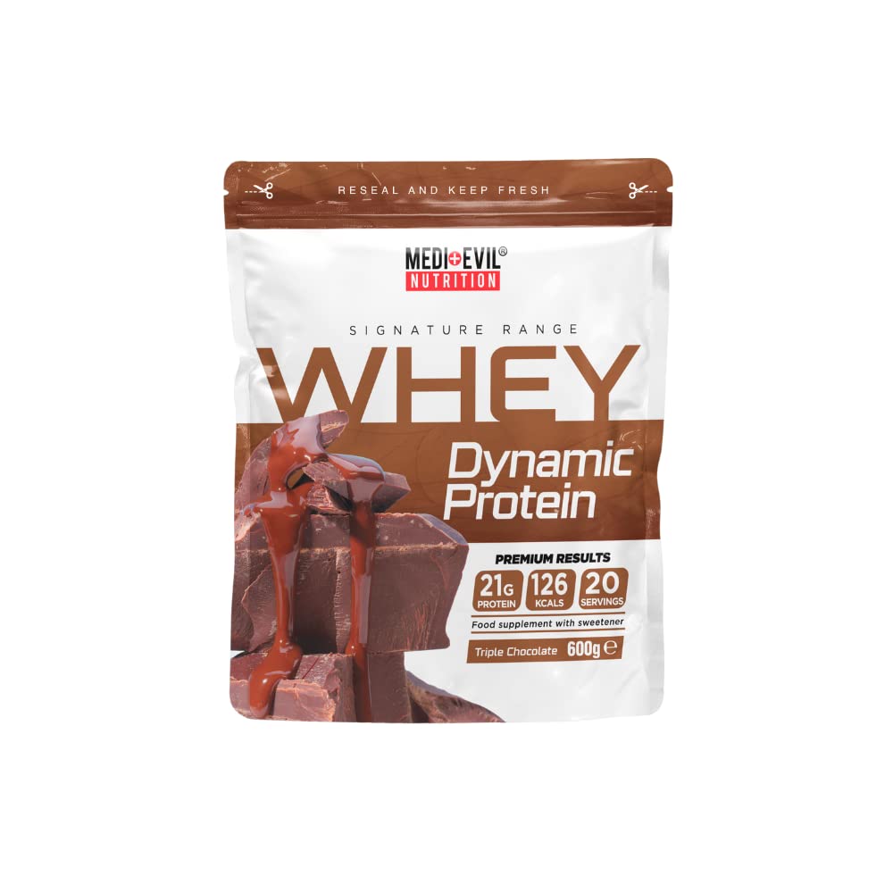 Medi-Evil Nutrition Whey Dynamic Protein, Triple Chocolate Flavour, 600g, 20 Servings Medi-Evil uk supplements