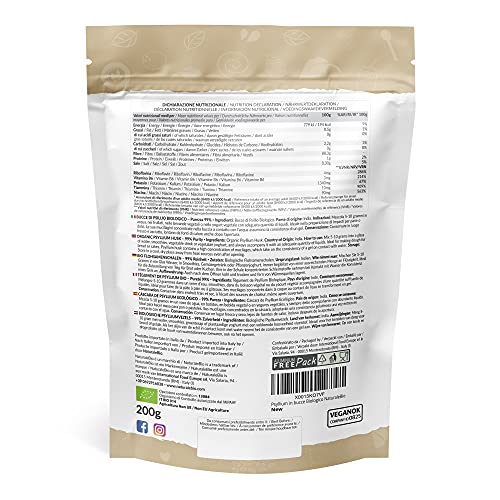 Organic Psyllium Husk - 99% Purity - 200g. Pure & Natural Psyllium Seed Husks NaturaleBio uk supplements