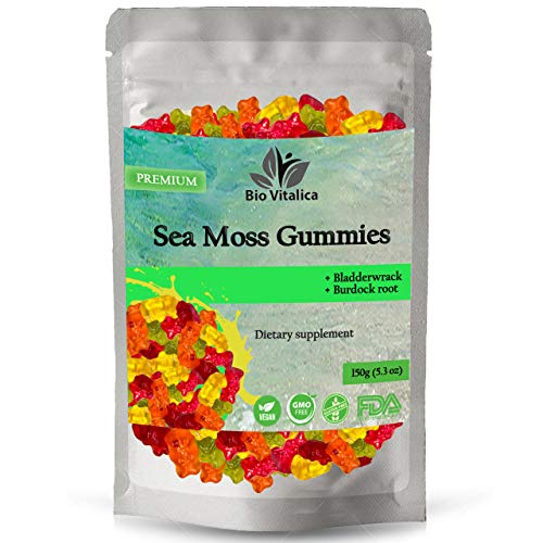 Sea Moss Gummies - Irish sea Moss raw Organic, Bladderwrack, Burdock Root BIO VITALICA uk supplements