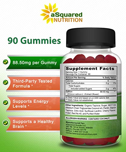 Saffron Gummies - Saffron Extract Supplement - Pure Gummy Supplements Alternative aSquared Nutrition uk supplements