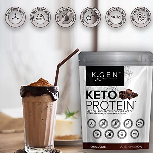K-GEN™ Keto Collagen Protein Powder Natural Multi Collagen Chocolate Blend, Coconut MCT Vitamin C+B6 K GEN ketogenic enhancement uk supplements