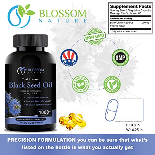 Black Seed Oil Capsules 1000mg - Premium Black Cumin Seed Oil Capsules - Black Seed Blossom Nature uk supplements