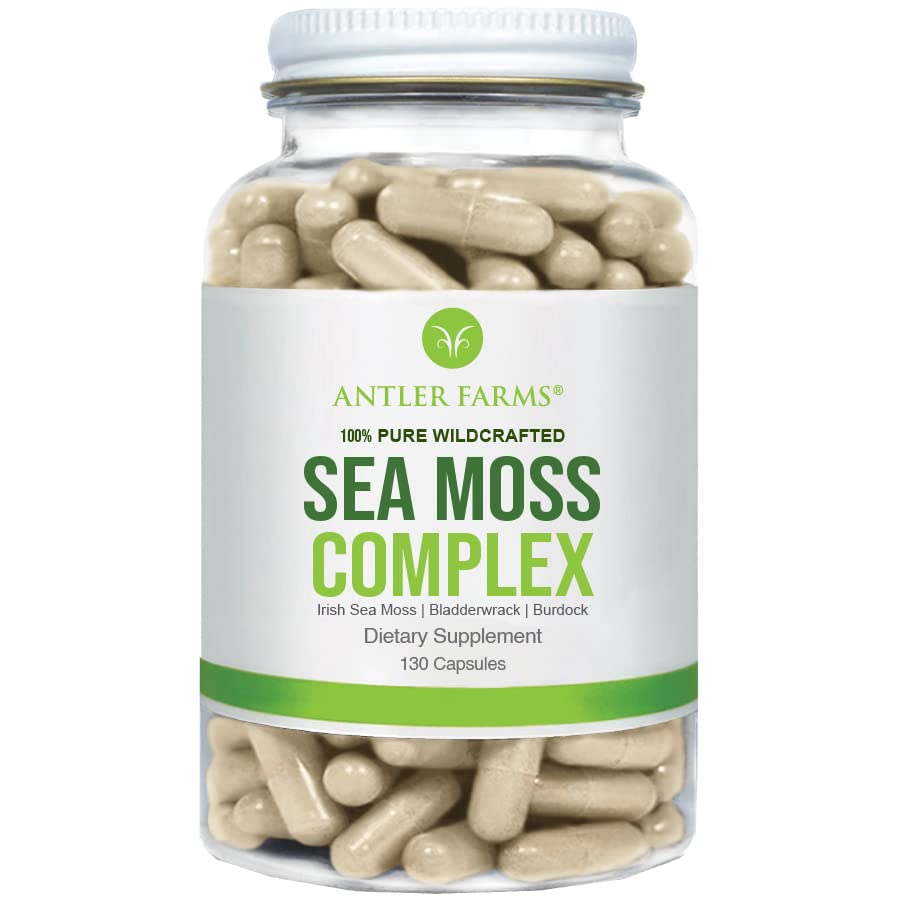 Antler Farms – 100% Pure Sea Moss Complex, 130 Capsules, Organic & Wildcrafted Irish Antler Farms uk supplements