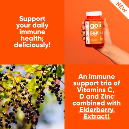 Goli Immune Vitamin Gummy - 60 Count - Elderberry, Vitamin C, D & Zinc, Vegan, Non-GMO Goli uk supplements