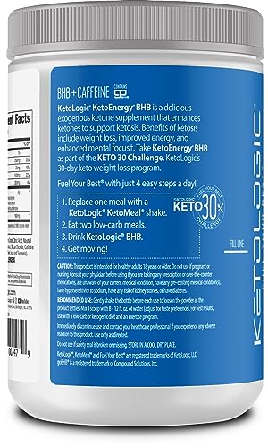 KetoLogic BHB KetoEnergy Exogenous Ketones Powder with Caffeine | Raspberry Lemonade Ketologic uk supplements