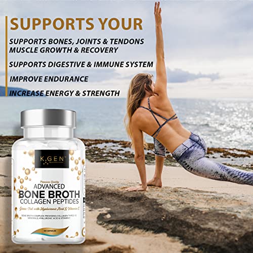 Pure Bone Broth Collagen Supplement Capsules Grass Fed Advanced Blend of Multi Collagen K GEN rejuvenation nutrition uk supplements